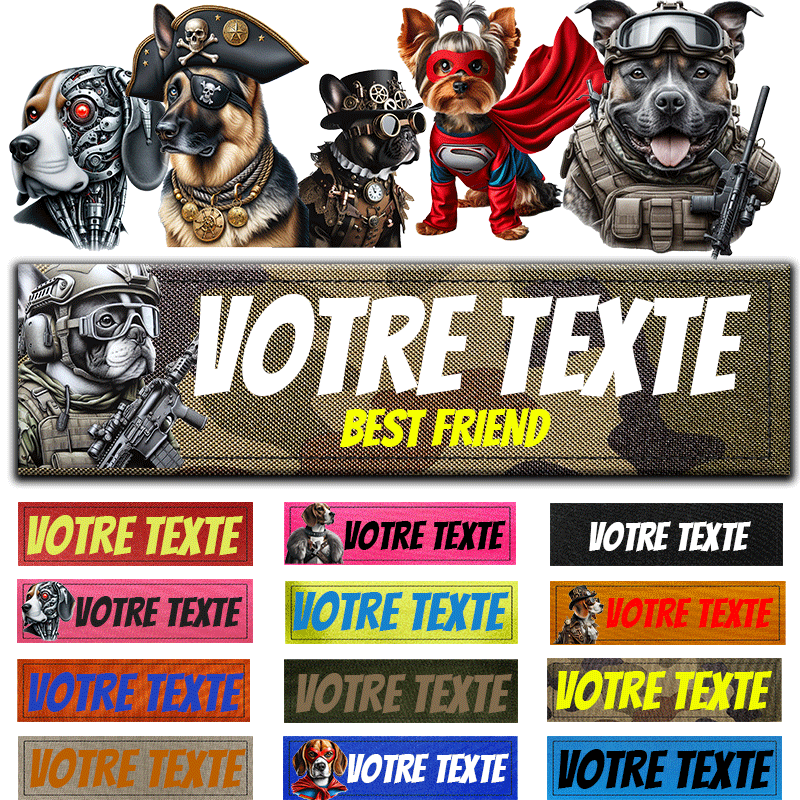 Patch Personnalisé à Fond Camouflage étiquettes compatibles avec les Harnais Julius, Onetigris, Rabittgoo