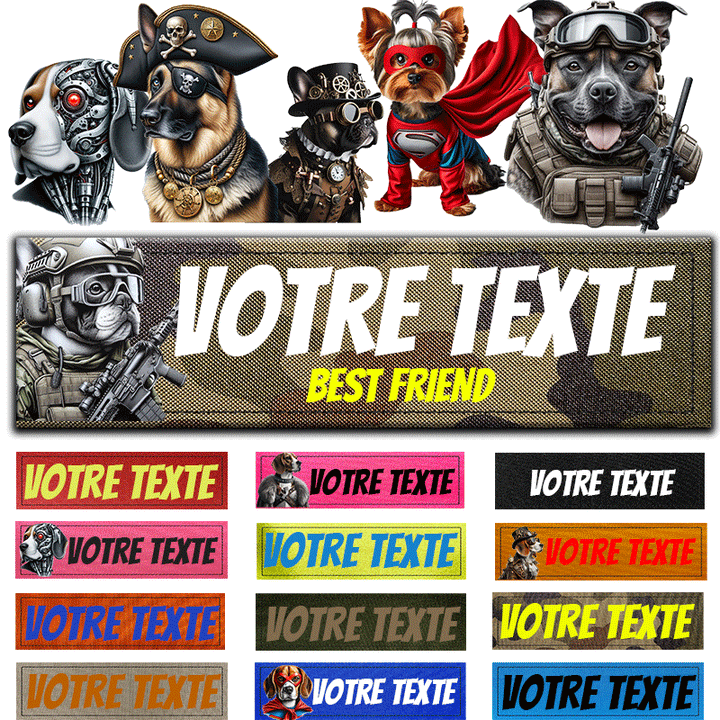 Patch Personnalisé à Fond Camouflage étiquettes compatibles avec les Harnais Julius, Onetigris, Rabittgoo