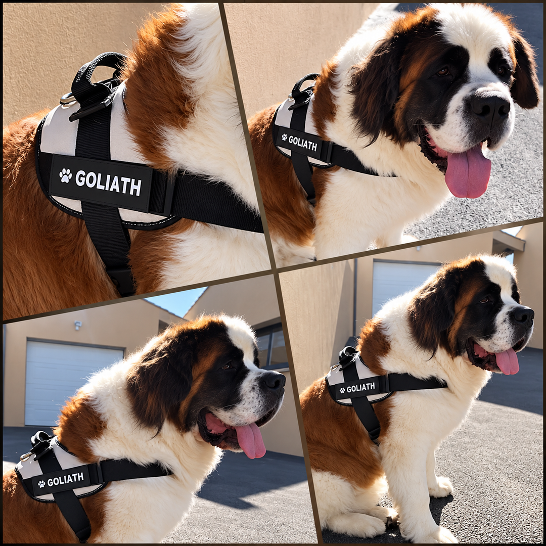 2 étiquettes brodées personnalisées pour harnais de chien