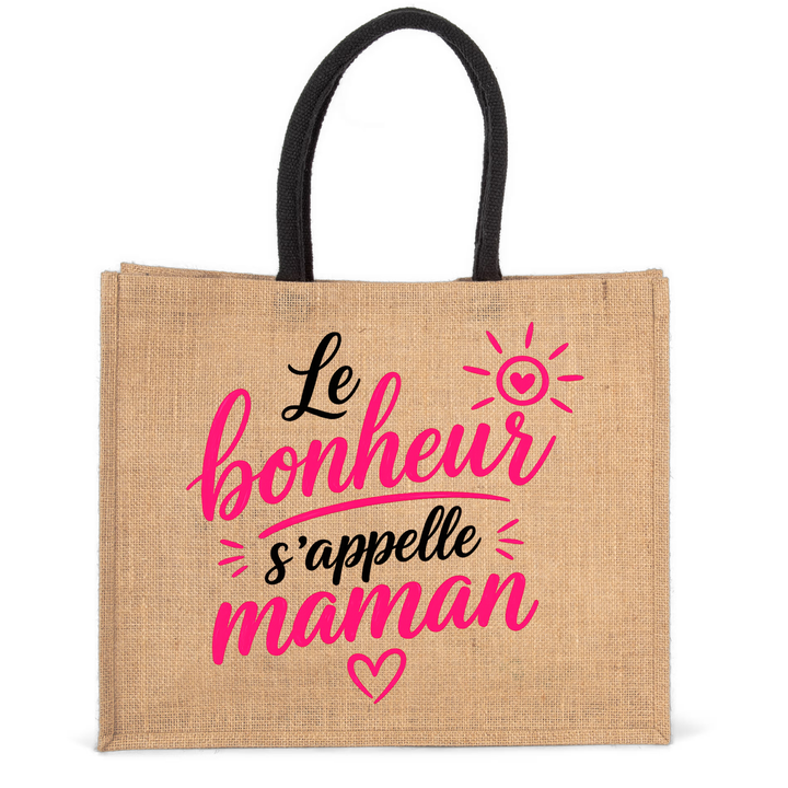 Sac cabas maman en jute imprimé