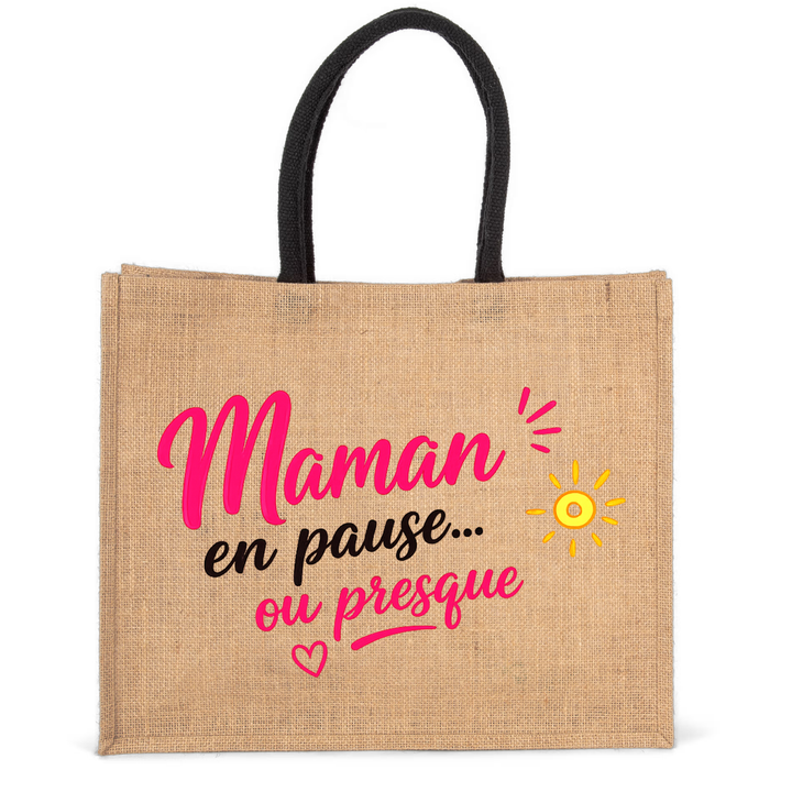 Sac cabas maman en jute imprimé